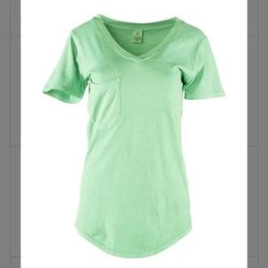Venley Sprout Green Pocketed V-Neck Tee